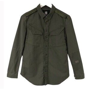 G STAR Raw Roving Straight Fit Shirt Green Long Sleeve Utility Buttoned Soft XS